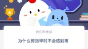 为什么剪指甲时不会感到疼?支付宝蚂蚁庄园8月30日答案